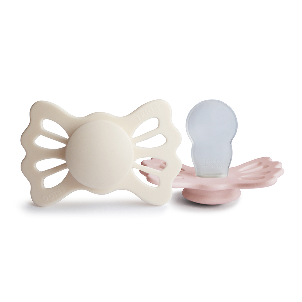 Frigg - Lucky Symmetrical Silicone Baby Pacifier - Cream/Blush - 2Pc Set