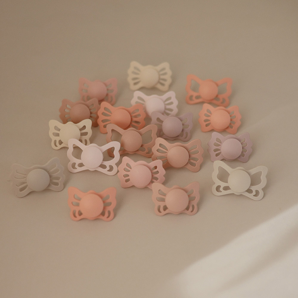 Frigg - Lucky Symmetrical Silicone Baby Pacifier - Cream/Blush - 2Pc Set