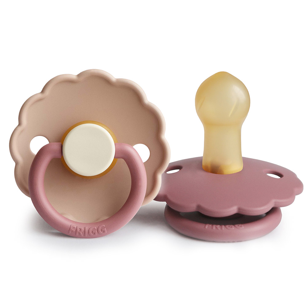 Frigg - Daisy Latex Baby Pacifier - Peony/Cedar - 2Pc Set