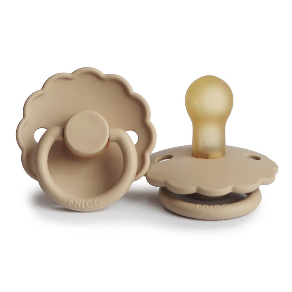 Frigg - Daisy Latex Baby Pacifier - Croissant Night/Portobello - 2Pc Set