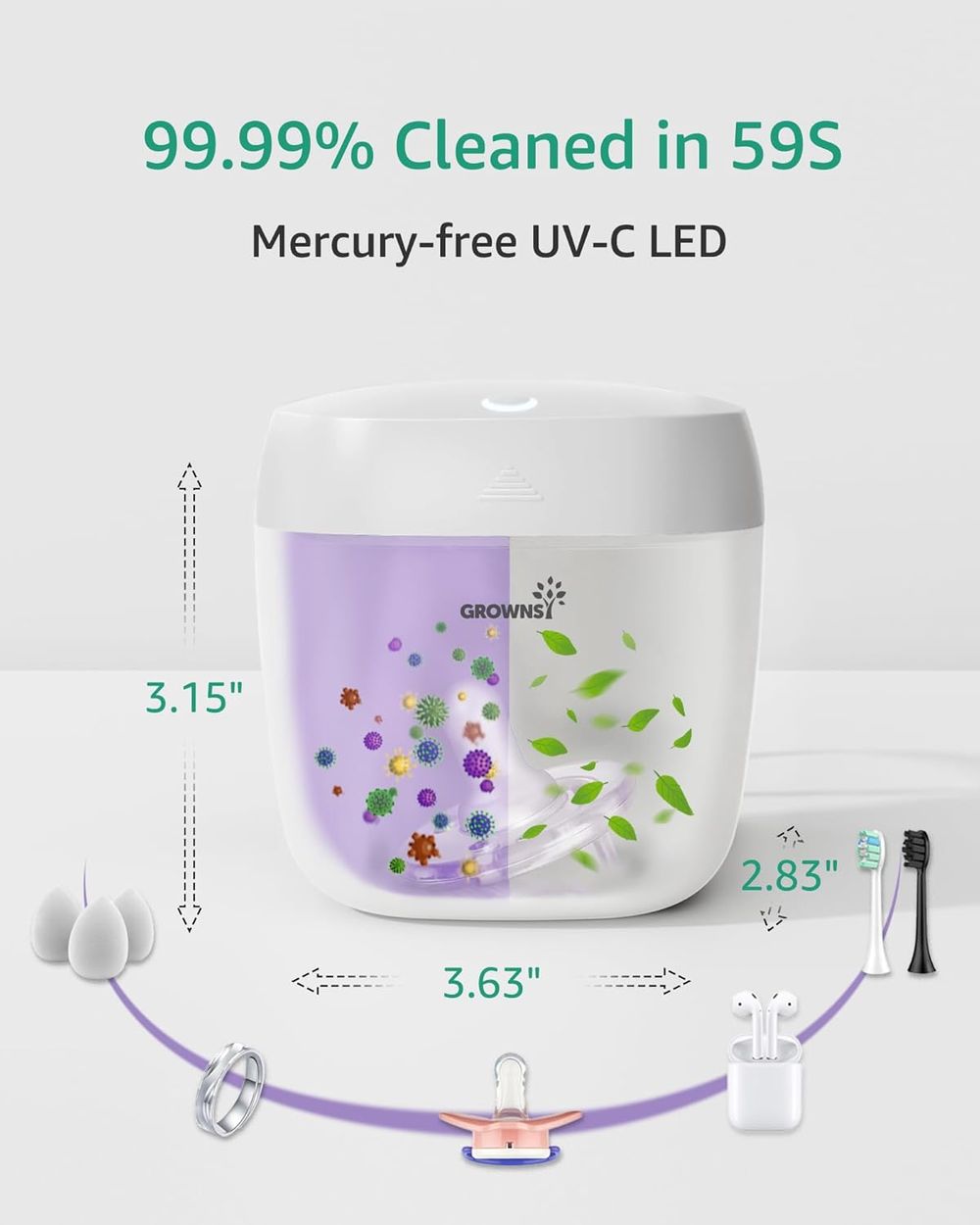 Grownsy - Portable UV Pacifier Sanitizer Sterilizer with USB Charging – 99.99% Clean