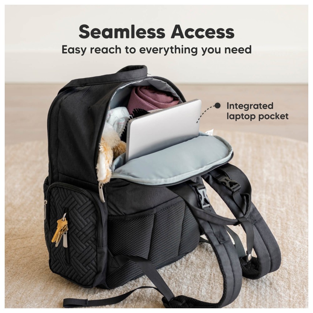 Keababies - Bree Diaper Backpack With Changing Pad - Charcoal