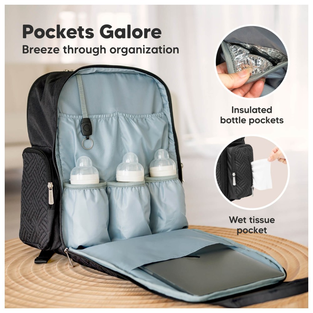 Keababies - Bree Diaper Backpack With Changing Pad - Charcoal