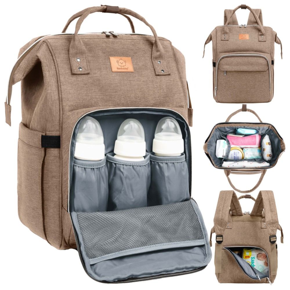 Keababies - Original Multi-Pocket Diaper Bag - Coffee Brown