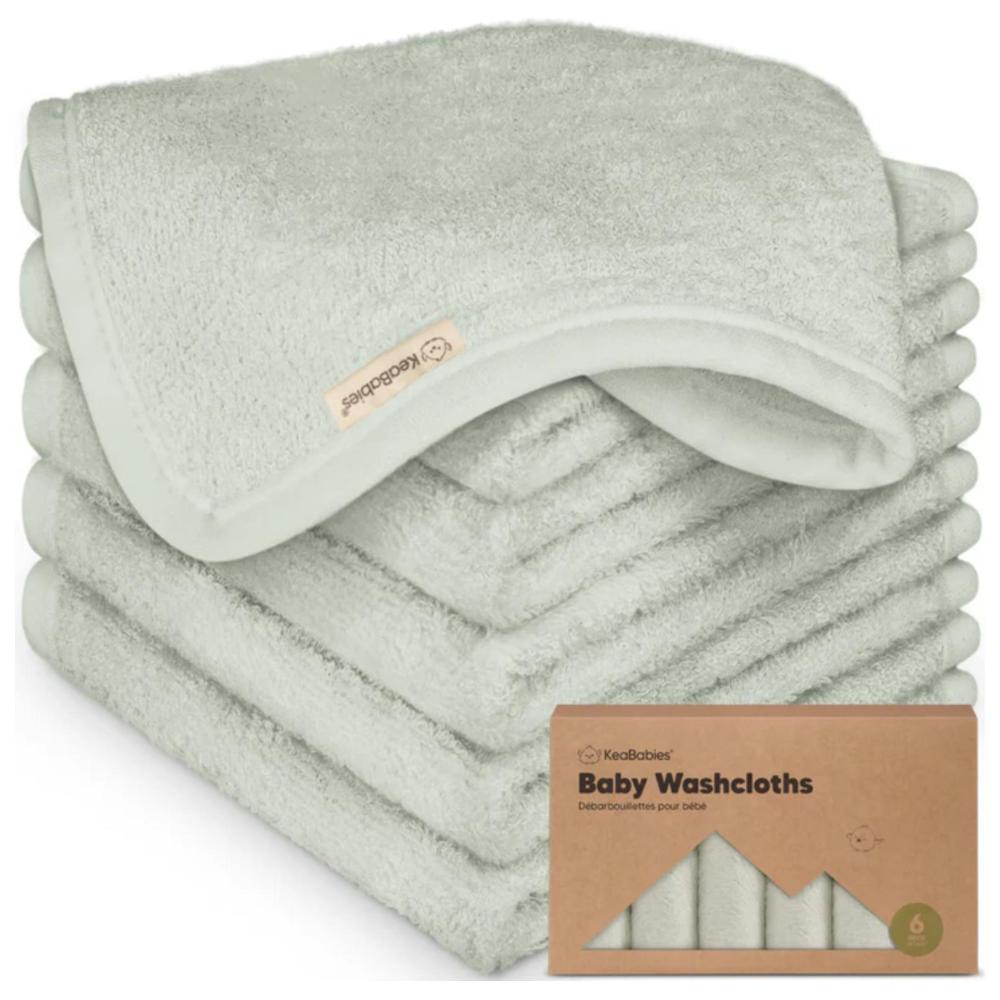 KeaBabies - Soft And Gentle Deluxe Baby Washcloths - 6 Pc Set