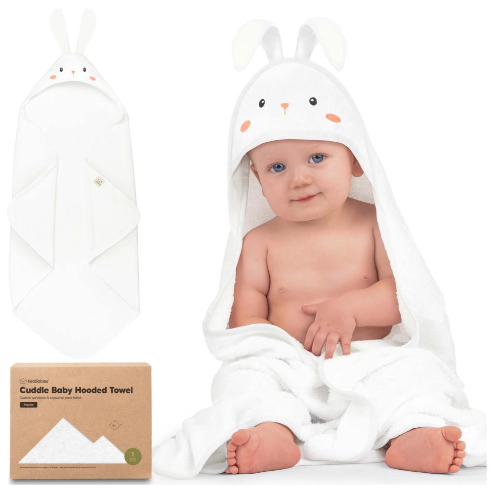 KeaBabies - Hooded Cuddle Soft Baby Bath Towel - Bunny