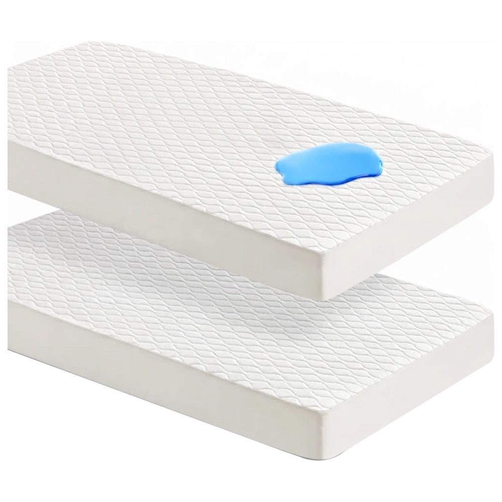 Keababies - Mavy Protect+ Waterproof Crib Mattress Protector - Soft White - 2 Pc Set