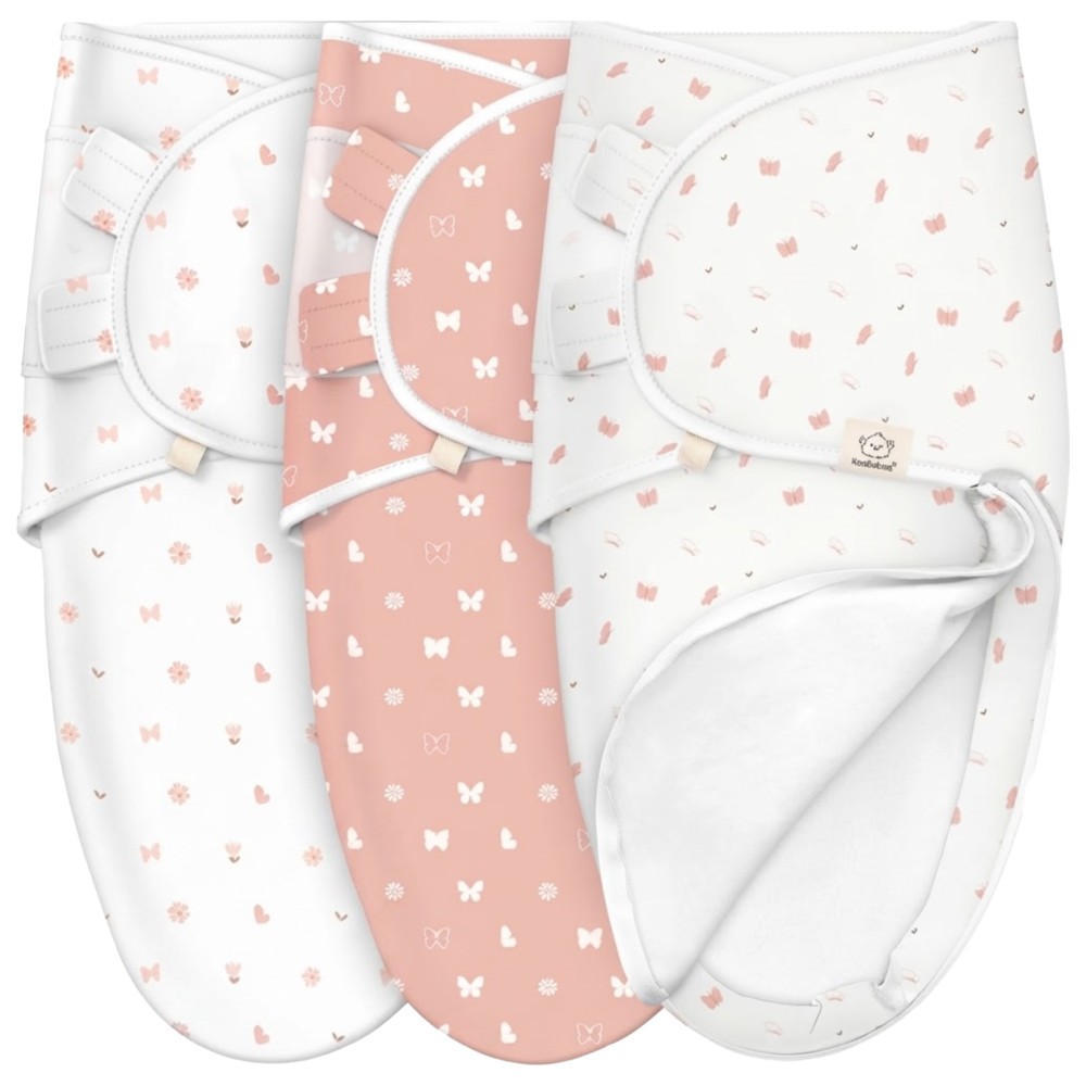 Keababies - Soothe Zippy Swaddle Wraps - Butterflies - Large - 3 Pc Set