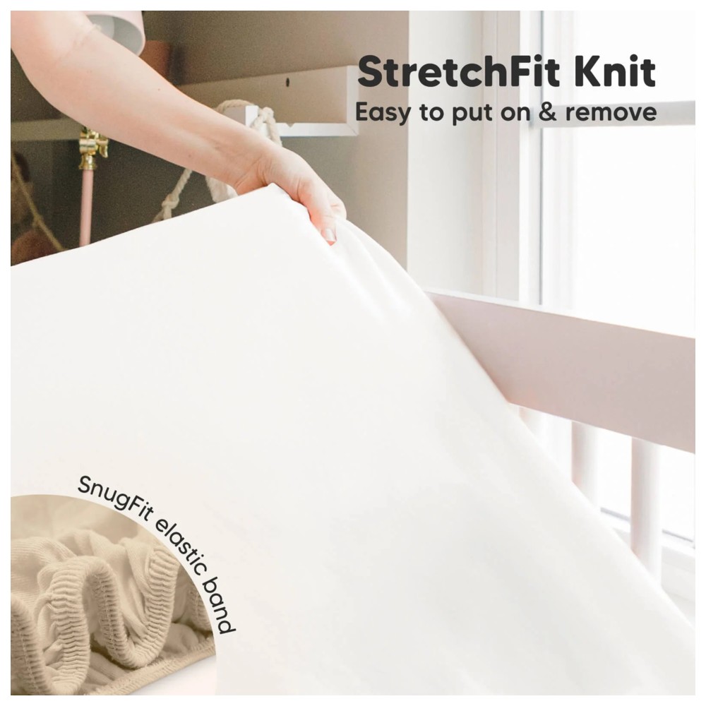 Keababies - Isla Protect Plus Waterproof Crib Sheets - Soft White - 2 Pc Set
