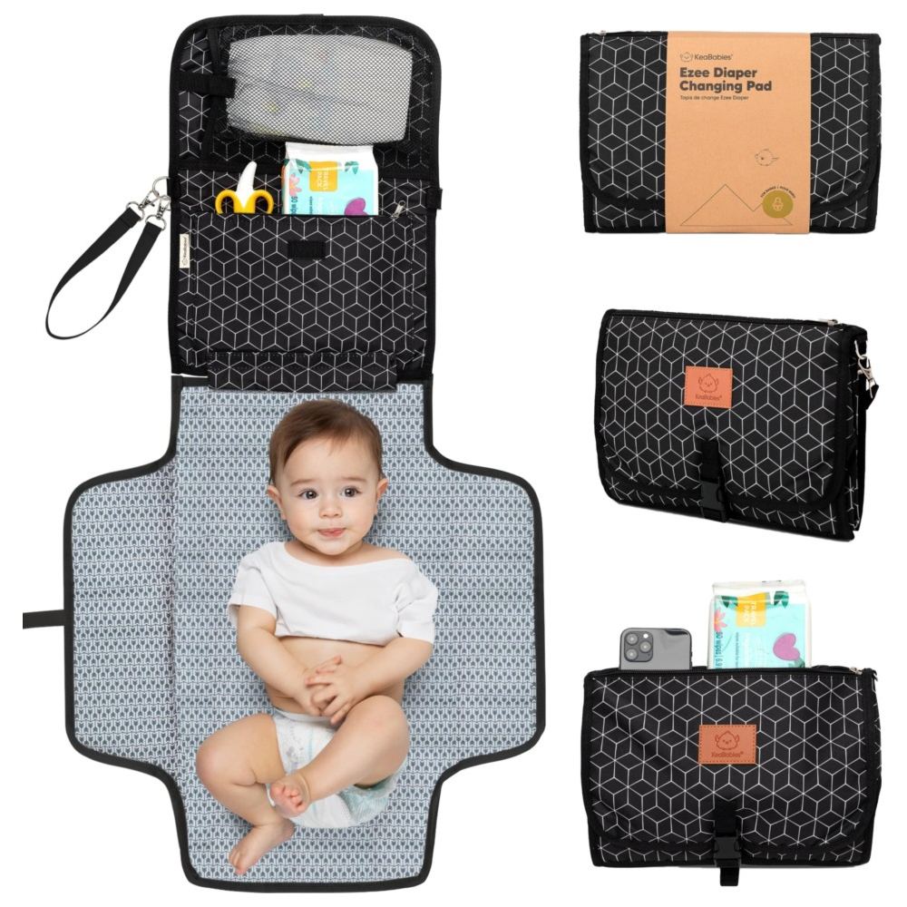Keababies - Ezee Portable Diaper Changing Mat - Black Geo