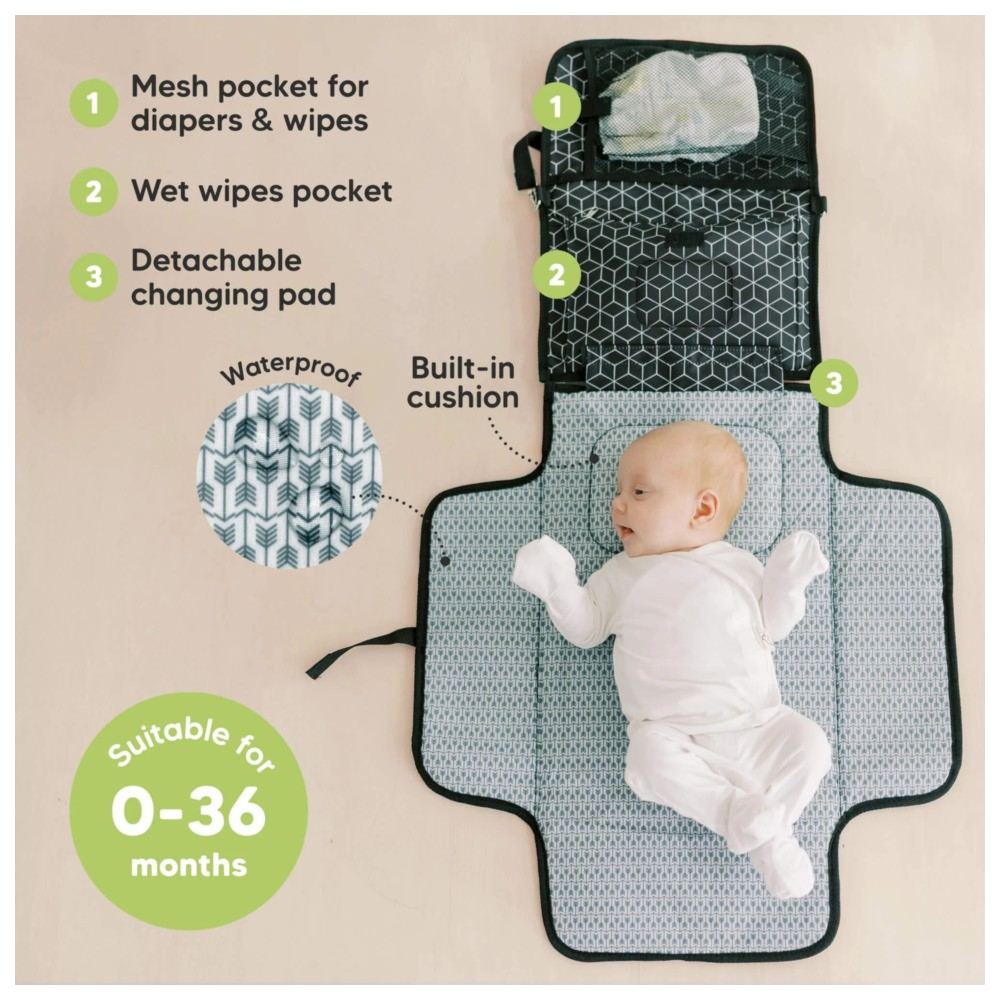 Keababies - Ezee Portable Diaper Changing Mat - Black Geo