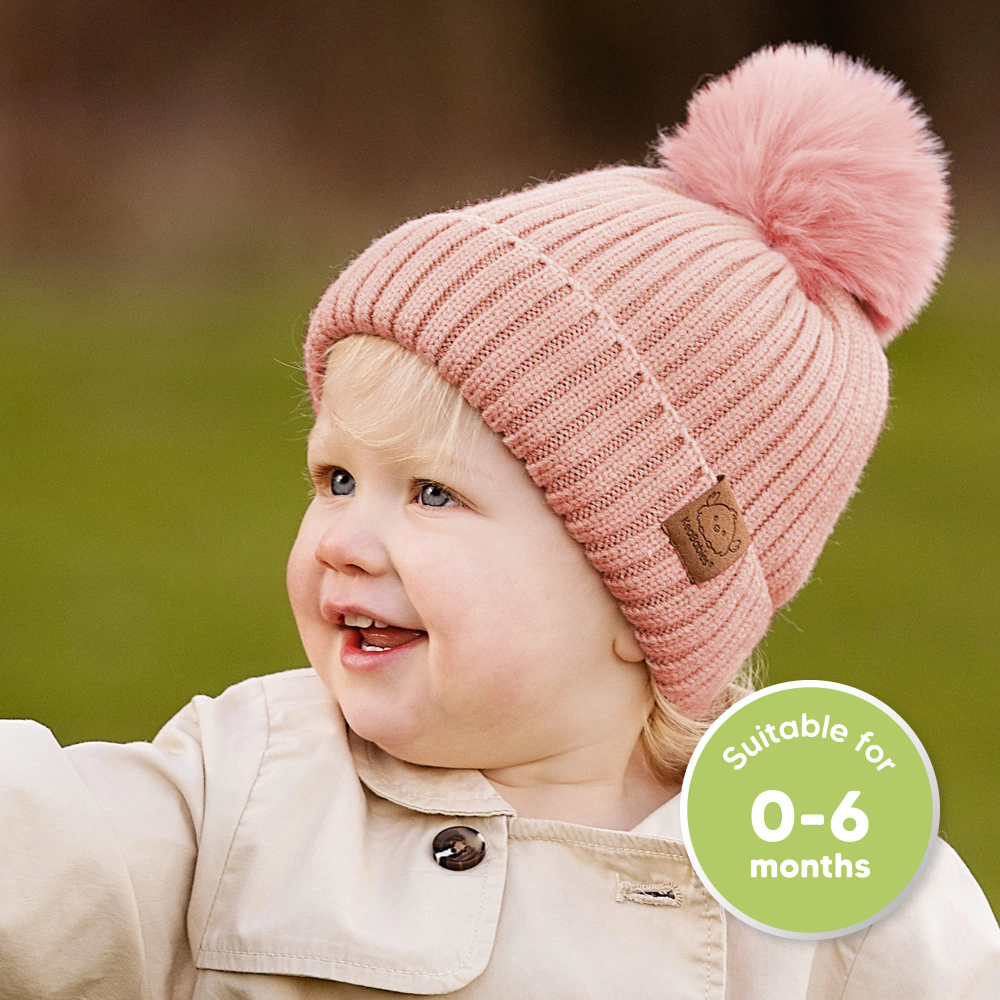 Keababies - Pom Knitted Beanie - Cloud - 2 Pc Set