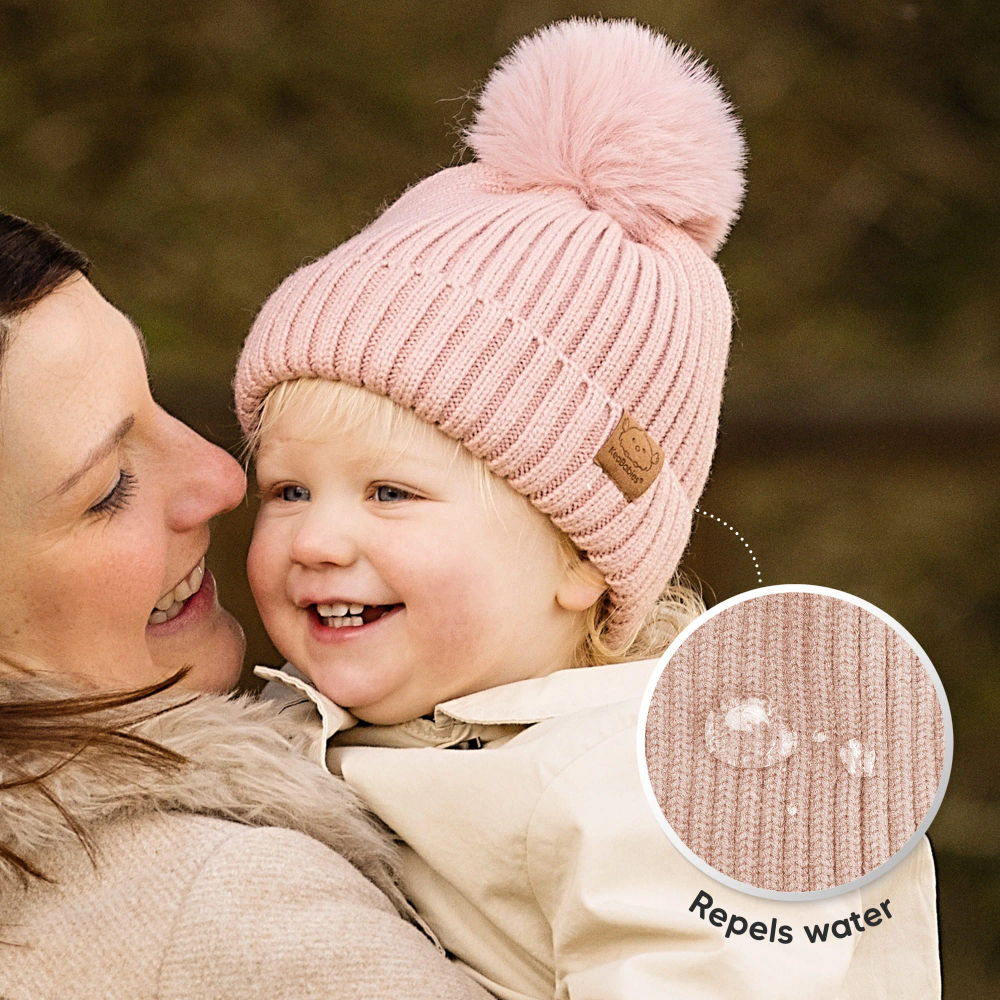 Keababies - Pom Knitted Beanie - Cloud - 2 Pc Set
