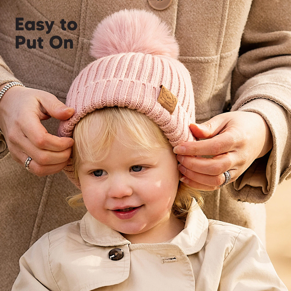 Keababies - Pom Knitted Beanie - Fawn - 2 Pc Set