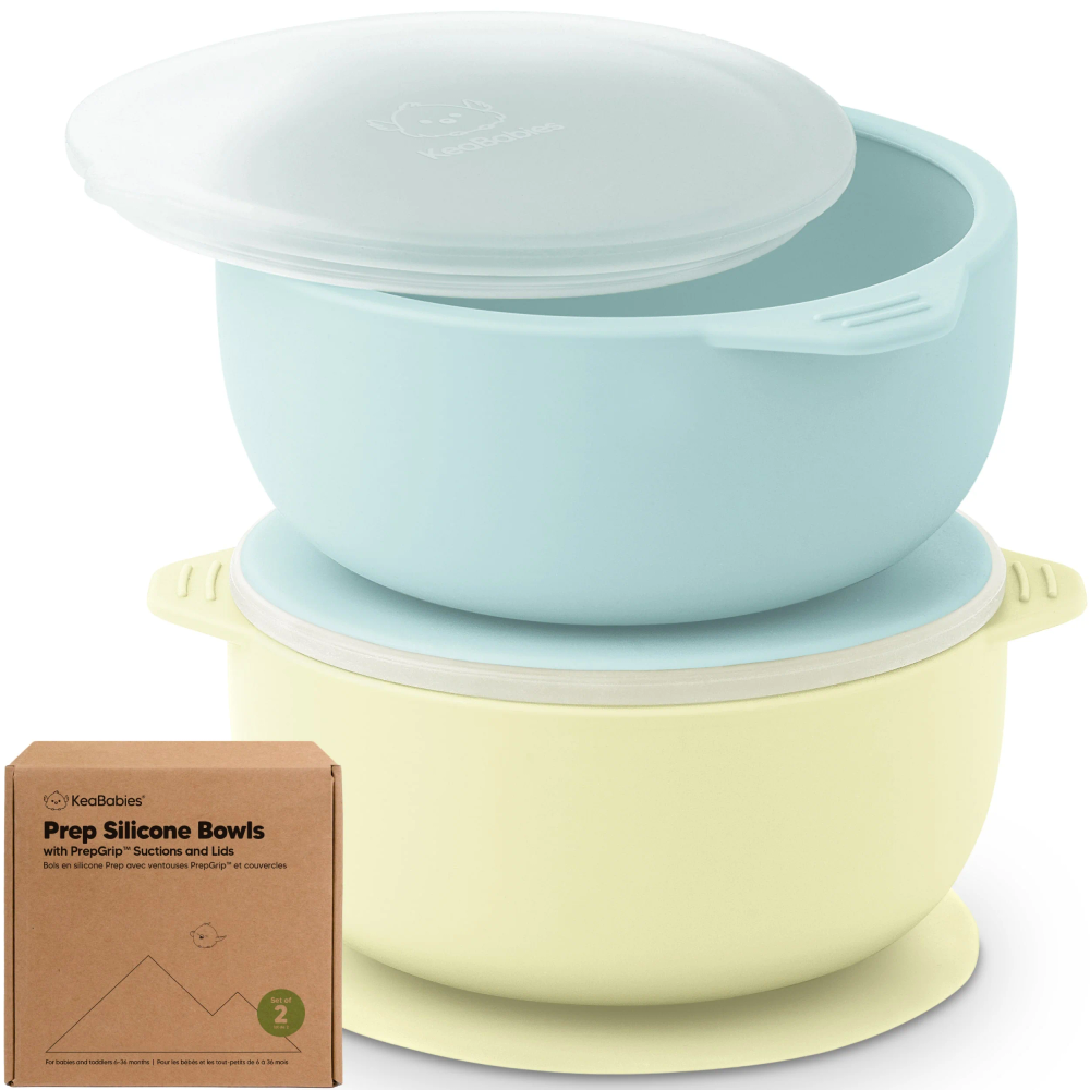 Keababies - Prep Silicone Suction Bowls - Slate - 399 ml - Pastel Sky