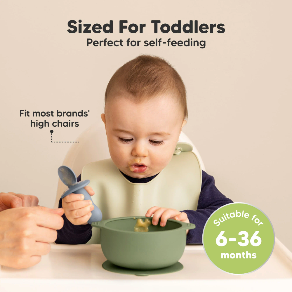 Keababies - Prep Silicone Suction Bowls - Slate - 399 ml - Pastel Sky
