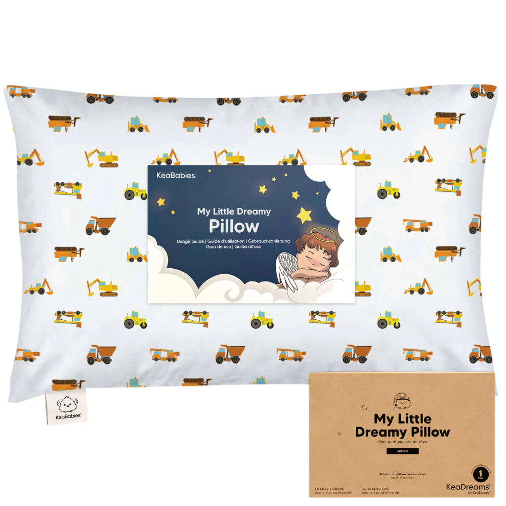 Keababies - Toddler Pillow With Pillowcase - Construction