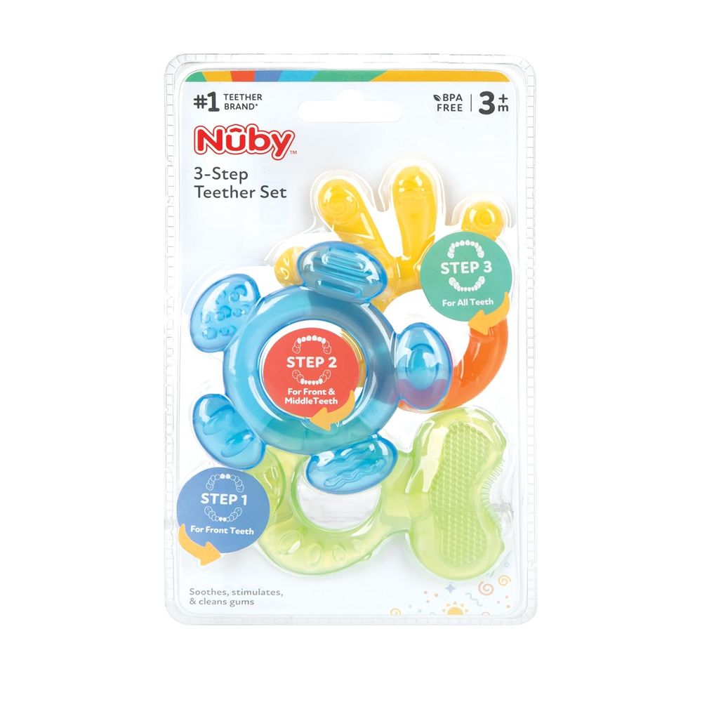 Nuby - 3 Step Teether Set - Multicolor - 3 Pc Set