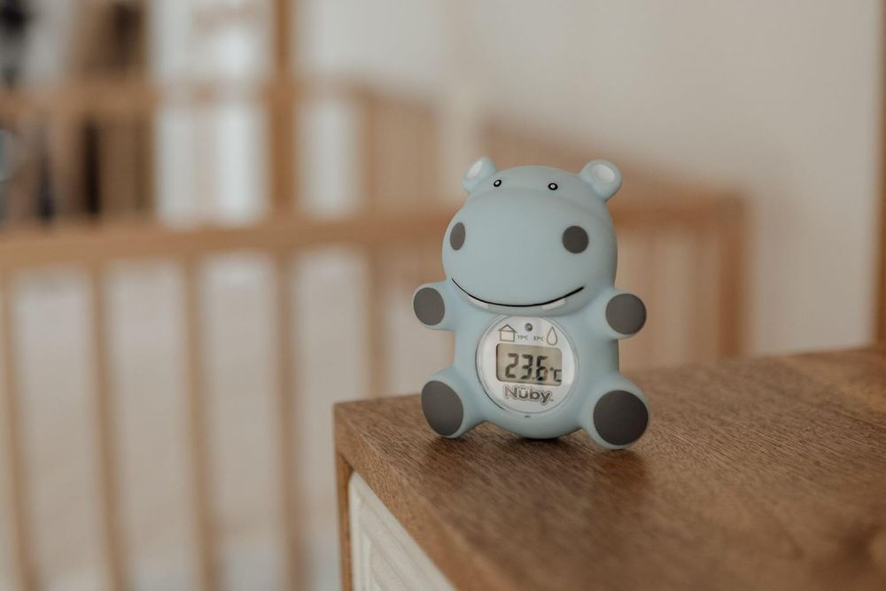 Nuby - Hippo Bath And Room Thermometer - Grey