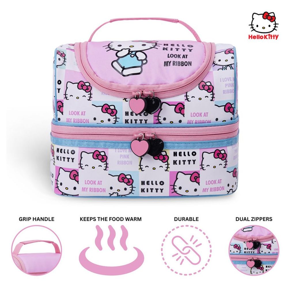 Sanrio - Hello Kitty Look At My Ribbon Dual Compartment Lunch Bag - 1 L