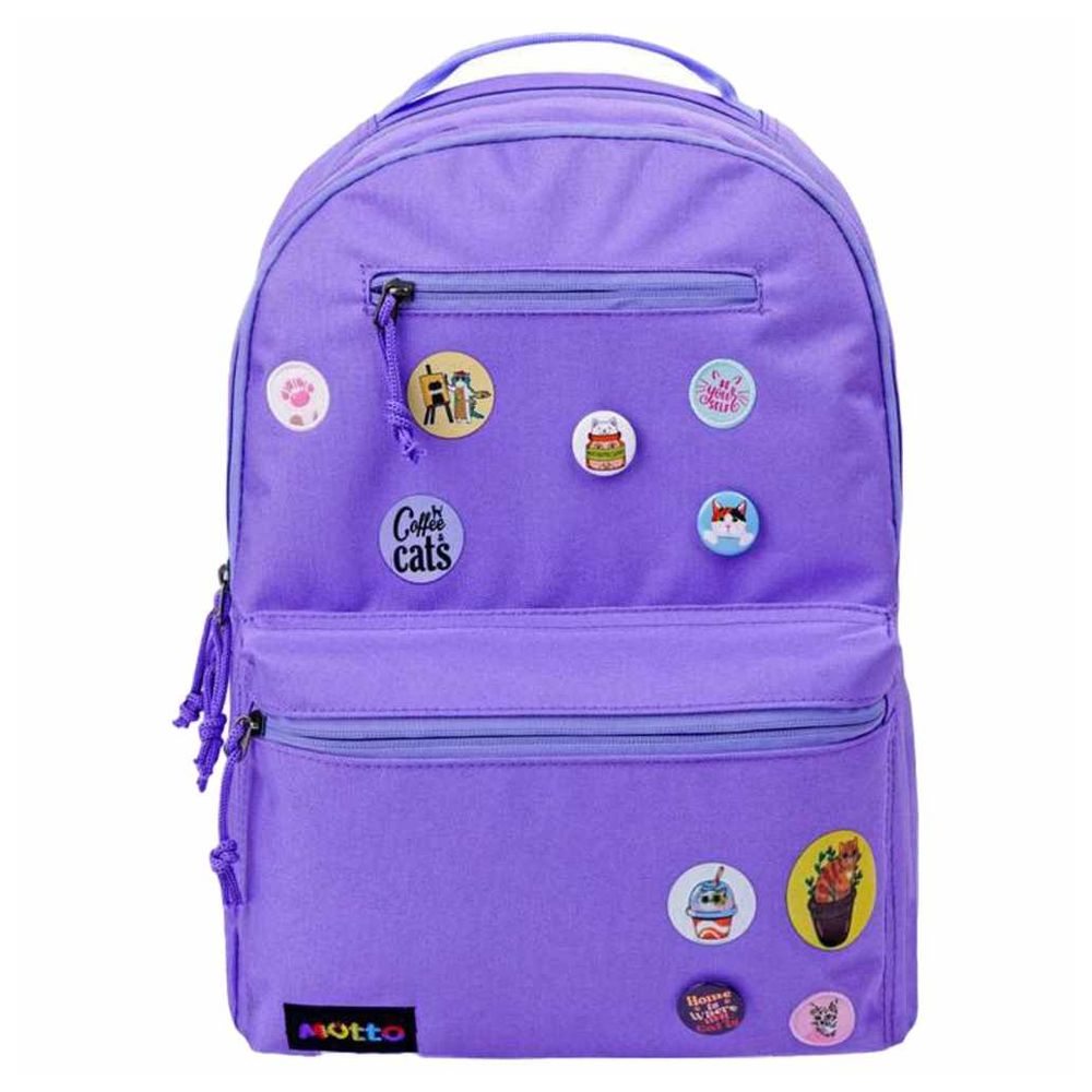 Trucare - Motto Cat Backpack - Purple - 16-Inch