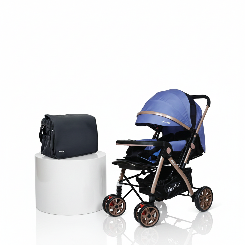 Nurtur Reversible Travel Stroller & Multifunctional Diaper Bag Set - 2 Pcs