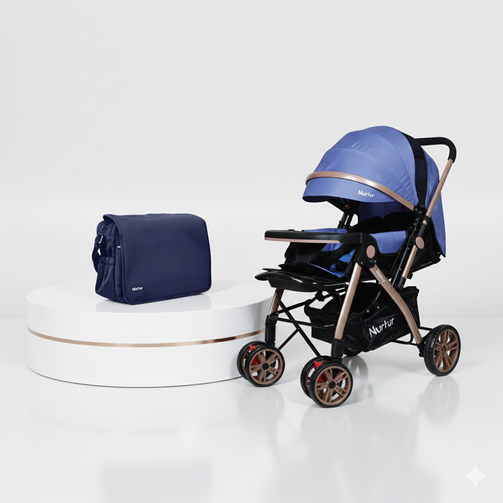 Nurtur Reversible Travel Stroller & Multifunction Diaper Bag Set - 2 Pcs