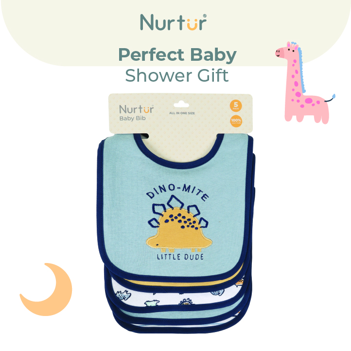 Nurtur - Baby Milk Feeding Printed Bibs - Terry Cotton - 5 Pcs - Multicolor