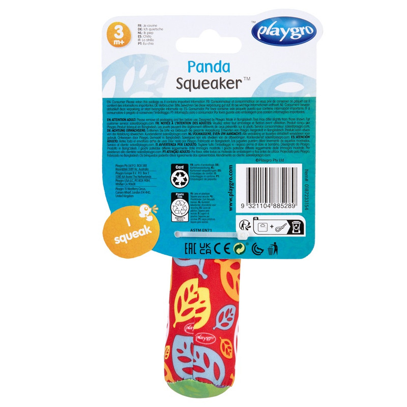 Playgro - Panda Squeaker Rattle Toy - Multicolor