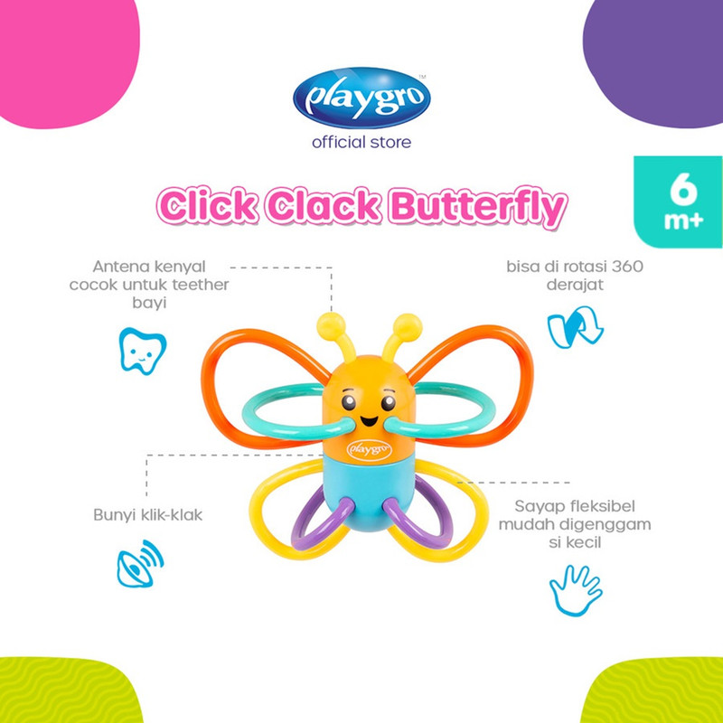 Playgro - Click Clack Butterfly Teether Toy