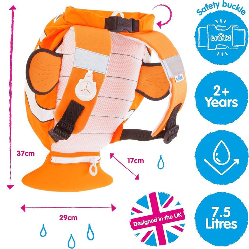 Trunki - Paddlepak Swim Bag - Chuckles The Clown Fish - Orange