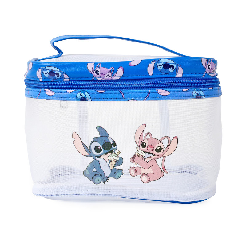 Disney Stitch Mesh Quadrate Barrel Makeup Bag - White