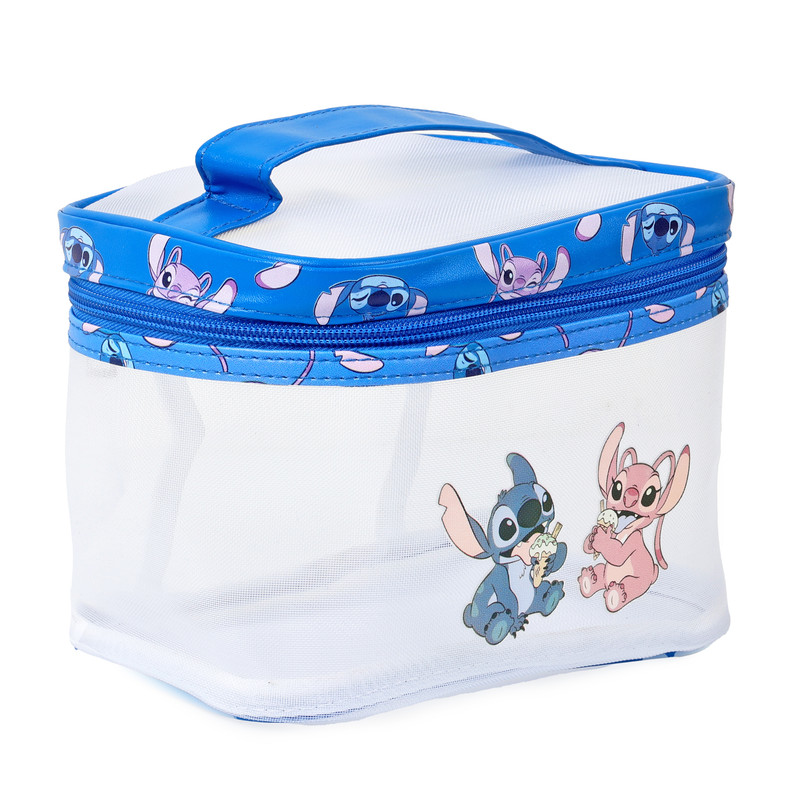 Disney Stitch Mesh Quadrate Barrel Makeup Bag - White