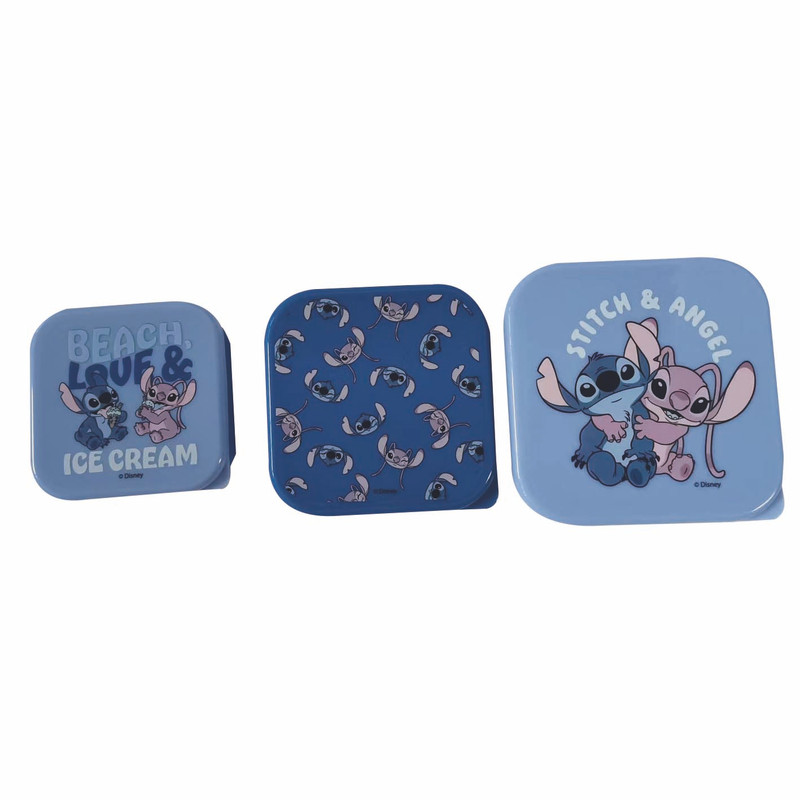 Disney - Stitch Food Storage Container Set - 3 Pcs - Blue