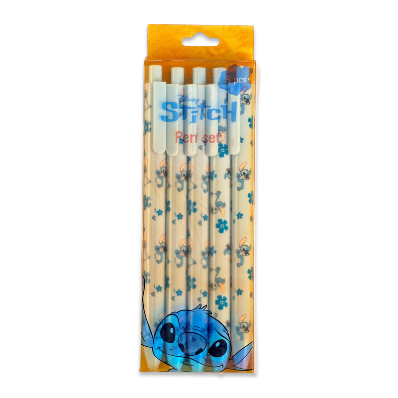Disney - Stitch Themed Pen Set - Blue - 5 Pcs