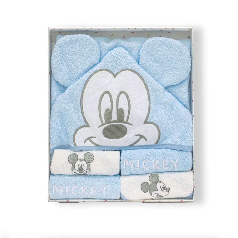 Disney - Mickey Mouse Baby Hooded Towel Gift Set - Blue - 5 Pc Set