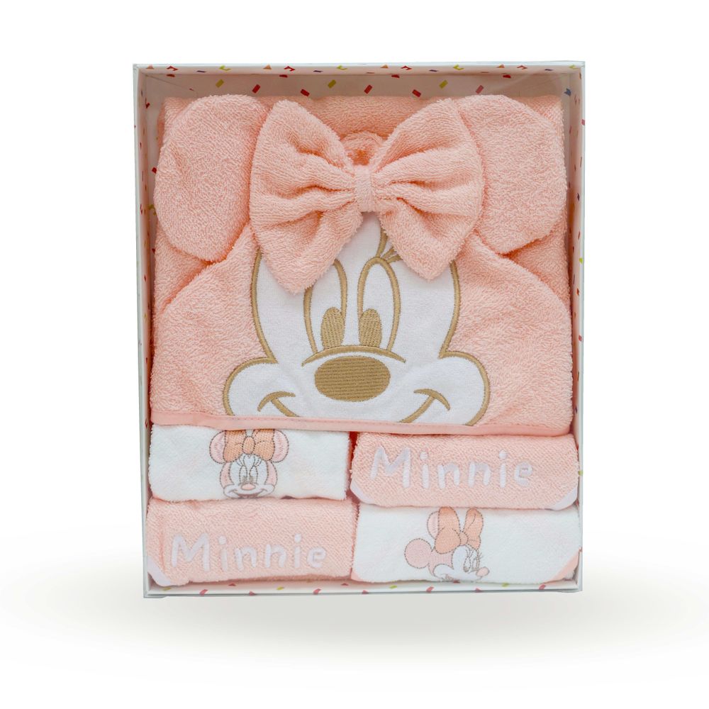 Disney - Minnie Mouse Baby Hooded Towel Gift Set - Pink - 5 Pc Set