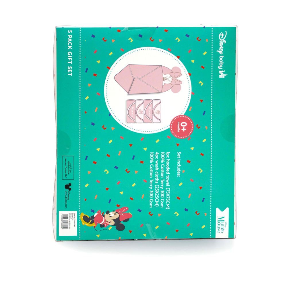 Disney - Minnie Mouse Baby Hooded Towel Gift Set - Pink - 5 Pc Set