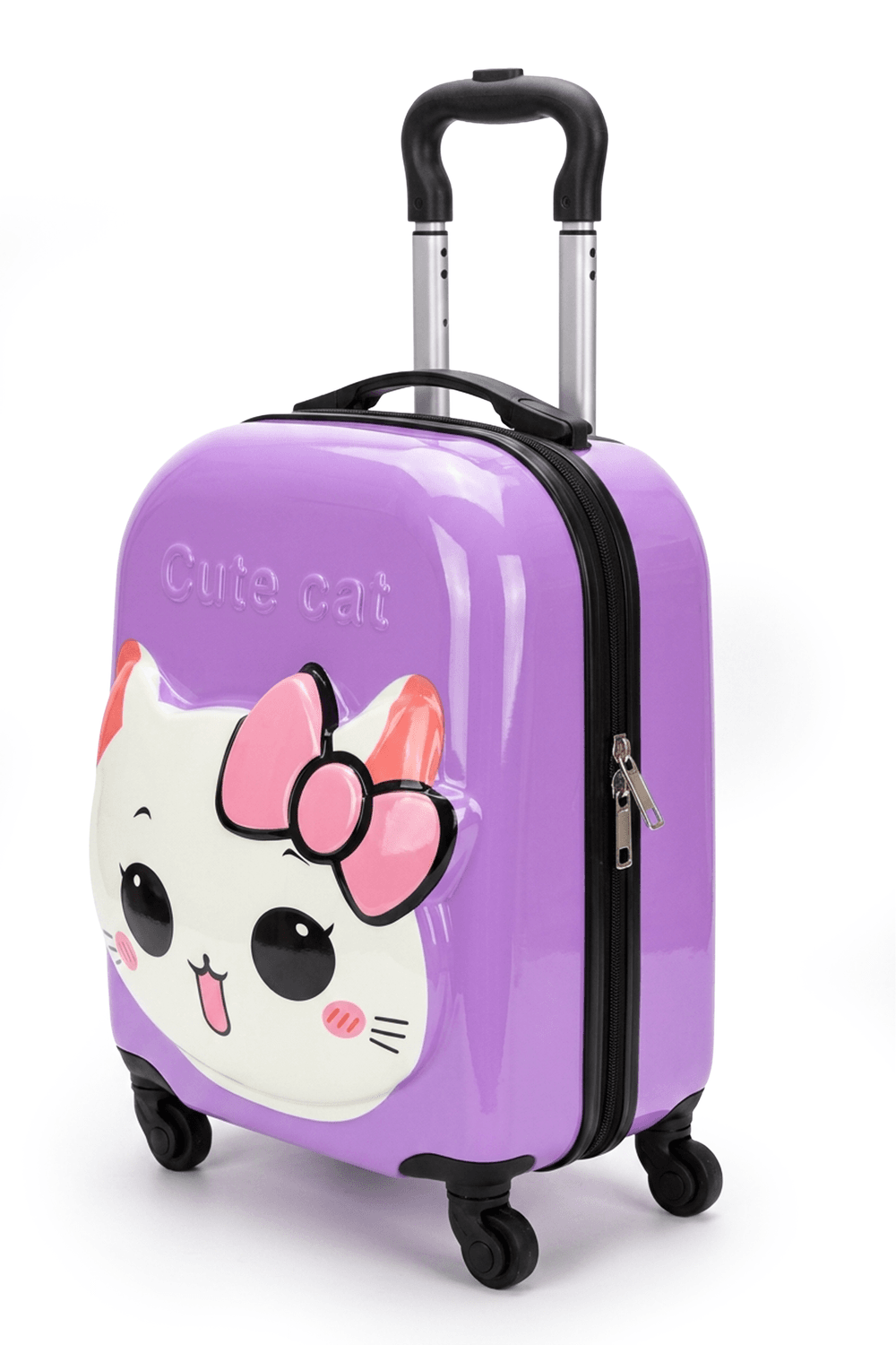 Trucare - Kids Cat Design Hard Shell Trolley Luggage - 16-Inch