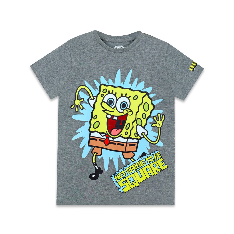 Nickelodeon Boy's Sponge Bob Printed Short Sleeves T-Shirt - Dark Grey