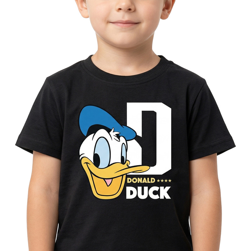 Disney Boy's Donald Duck Printed Short Sleeves T-Shirt - Black