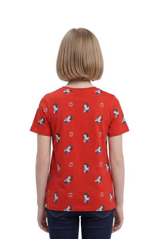 Disney Girl's Snow White Pretty Printed Oversized T-Shirt - Red