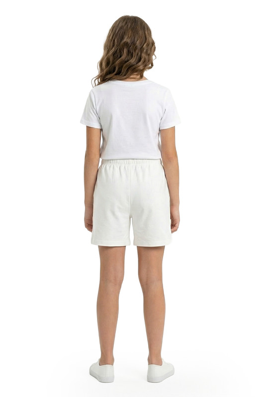 Disney Girl's Snow White Printed Cotton Shorts - White