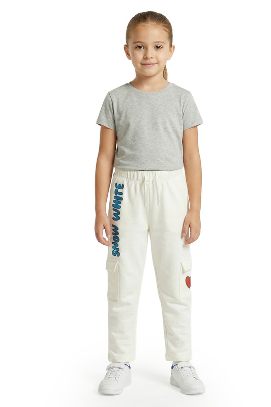 Disney - Girls' Snow White Printed Cargo Joggers - White