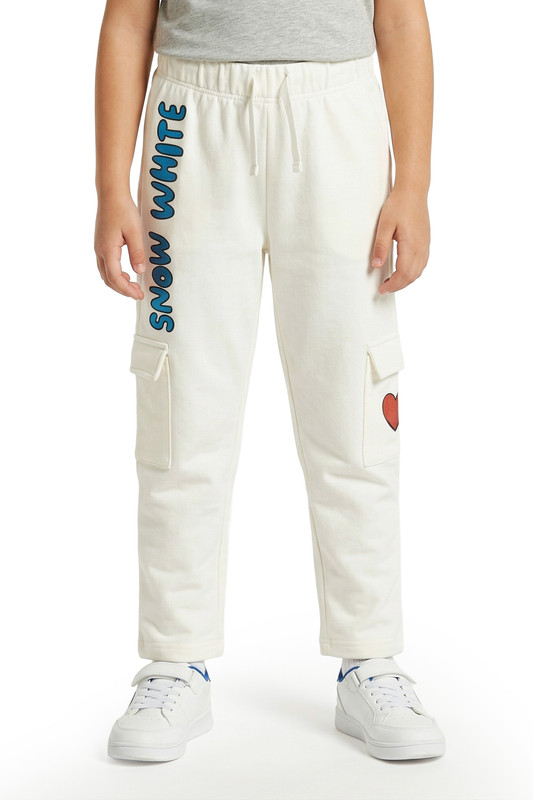Disney - Girls' Snow White Printed Cargo Joggers - White