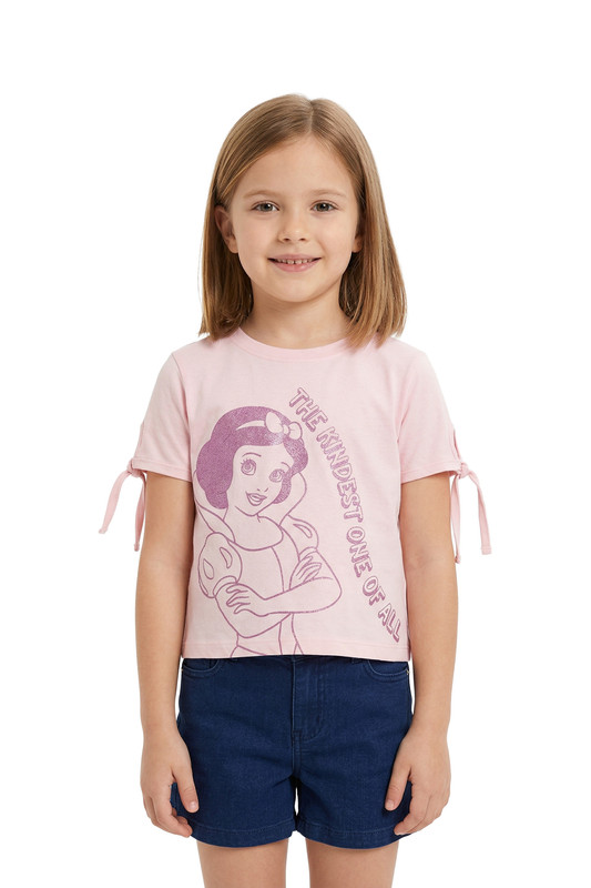 Disney - Girls' Snow White Graphic Tied Sleeves Top - Pink
