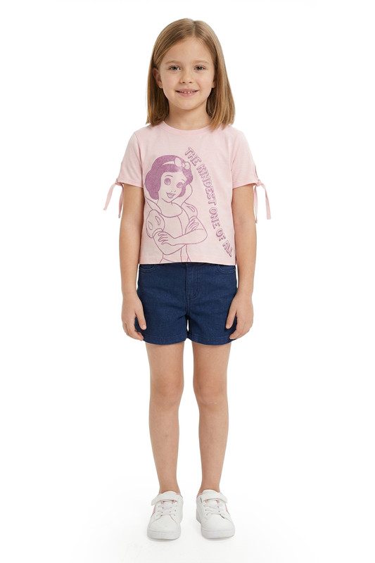 Disney - Girls' Snow White Graphic Tied Sleeves Top - Pink