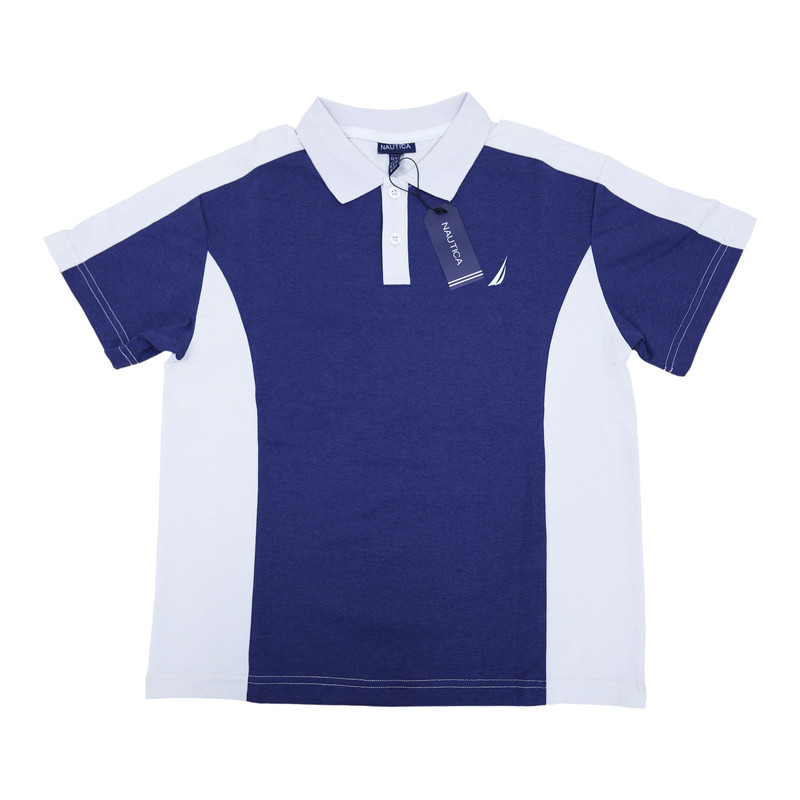 Nautica Boy's Polo T-Shirt with Side Panels - Blue/White