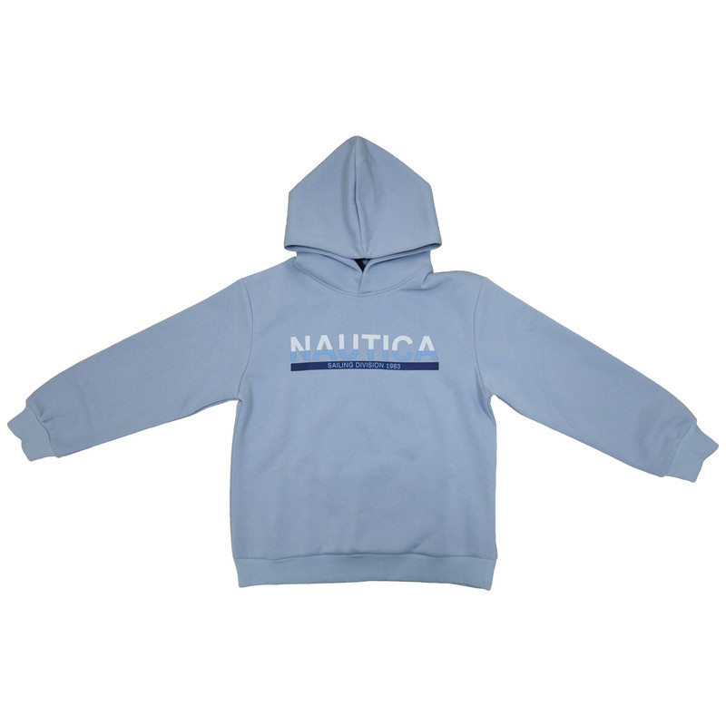 Nautica Boy's Hoodie with HD Print on Chest - Light Blue