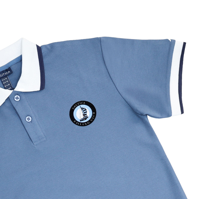 Nautica Boys Polo T-Shirt with Logo - Light Blue